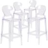 Flash Furniture McKenna 4 Pk. Ghost Barstool with Tear Back in Transparent Crystal(Set of 4)