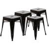 Flash Furniture Metal Dining Table Height Stool – Backless Purple Kai Commercial Grade Stool – 18 Inch Stackable Dining Chair – Set of 4(Black)