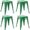 Flash Furniture Metal Dining Table Height Stool – Backless Purple Kai Commercial Grade Stool – 18 Inch Stackable Dining Chair – Set of 4(Green)