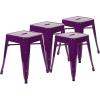 Flash Furniture Metal Dining Table Height Stool – Backless Purple Kai Commercial Grade Stool – 18 Inch Stackable Dining Chair – Set of 4(Purple)