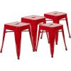 Flash Furniture Metal Dining Table Height Stool – Backless Purple Kai Commercial Grade Stool – 18 Inch Stackable Dining Chair – Set of 4(Red)