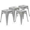 Flash Furniture Metal Dining Table Height Stool – Backless Purple Kai Commercial Grade Stool – 18 Inch Stackable Dining Chair – Set of 4(Silver)