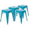 Flash Furniture Metal Dining Table Height Stool – Backless Purple Kai Commercial Grade Stool – 18 Inch Stackable Dining Chair – Set of 4(Teal)