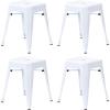 Flash Furniture Metal Dining Table Height Stool – Backless Purple Kai Commercial Grade Stool – 18 Inch Stackable Dining Chair – Set of 4(White)