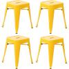 Flash Furniture Metal Dining Table Height Stool – Backless Purple Kai Commercial Grade Stool – 18 Inch Stackable Dining Chair – Set of 4(Yellow)