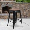 Flash Furniture Metal/Wood Colorful Restaurant Counter Stools, Red (Pack of 1)(Black)
