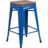 Flash Furniture Metal/Wood Colorful Restaurant Counter Stools, Red (Pack of 1)(Blue)
