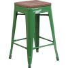 Flash Furniture Metal/Wood Colorful Restaurant Counter Stools, Red (Pack of 1)(Green)