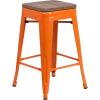 Flash Furniture Metal/Wood Colorful Restaurant Counter Stools, Red (Pack of 1)(Orange)