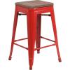 Flash Furniture Metal/Wood Colorful Restaurant Counter Stools, Red (Pack of 1)(Red)
