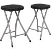 Flash Furniture Micah Foldable Stool with Black Plastic Seat and Titanium Gray Frame (Pack of 2)(set of 2)
