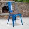 Flash Furniture Perry Metal Stackable Chair with Wood Seat, 1 Pack, Blue(Blue)