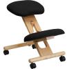 Flash Furniture Posey Mobile Wooden Kneeling Office Chair for Improved Posture, Height-Adjustable Ergonomic Office Kneeling Chair, Natural/Black(Black)