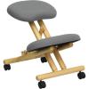 Flash Furniture Posey Mobile Wooden Kneeling Office Chair for Improved Posture, Height-Adjustable Ergonomic Office Kneeling Chair, Natural/Black(Grey)
