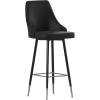 Flash Furniture Shelly Set of 2 Commercial Bar Height Bar Stools – Black LeatherSoft Upholstery – Black Metal Frames – 30″ High – Chrome Feet and Footrests(Black)