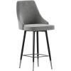 Flash Furniture Shelly Set of 2 Commercial Bar Height Bar Stools – Black LeatherSoft Upholstery – Black Metal Frames – 30″ High – Chrome Feet and Footrests(Grey)