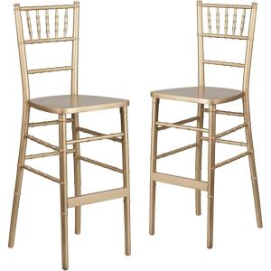 Flash Furniture 2 Pack HERCULES Series Gold Wood Chiavari Barstool(Set of 2)