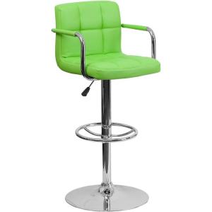 Flash Furniture Genna Adjustable Bar Stools | Set of 2 Brown Counter Height Barstools with Back and Armrest(Green)