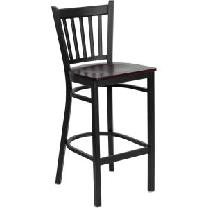 Flash Furniture HERCULES Series Black Vertical Back Metal Restaurant Barstool – Burgundy Vinyl Seat(black)