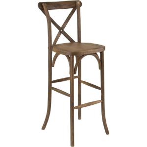 Flash Furniture HERCULES Series Dark Antique Wood Cross Back Barstool(1 Pack)