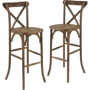 Flash Furniture HERCULES Series Dark Antique Wood Cross Back Barstool(2 Pack)