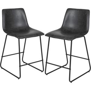 Flash Furniture LeatherSoft Counter Height Stools, Gray, 2-Pieces (2ETER1834524GY)