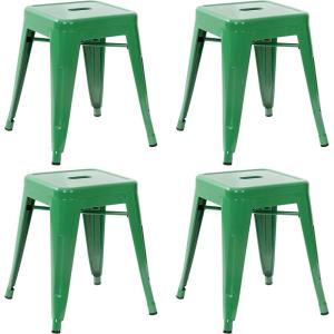 Flash Furniture Metal Dining Table Height Stool – Backless Purple Kai Commercial Grade Stool – 18 Inch Stackable Dining Chair – Set of 4(Green)