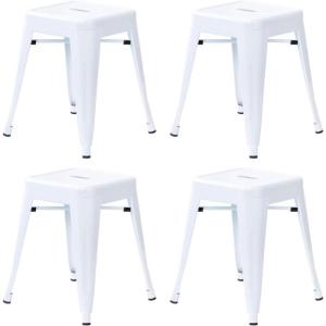 Flash Furniture Metal Dining Table Height Stool – Backless Purple Kai Commercial Grade Stool – 18 Inch Stackable Dining Chair – Set of 4(White)