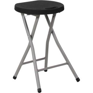 Flash Furniture Micah Foldable Stool with Black Plastic Seat and Titanium Gray Frame (Pack of 2)(Set of 1)