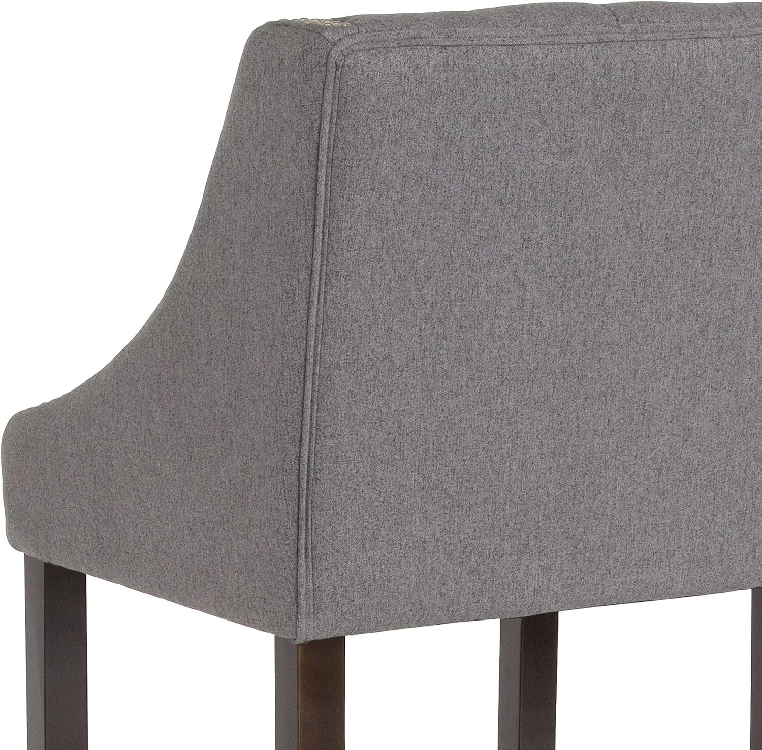 image:imageFlash Furniture Carmel Series 30 High Transitional Tufted Walnut Barstool with Accent Nail Trim in Light Gray LeatherSoftDark Gray Fabric
