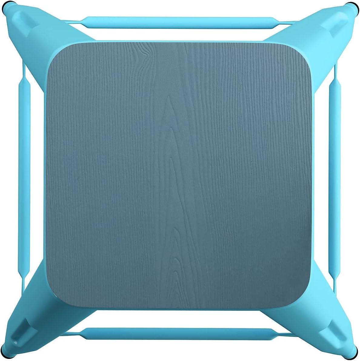 image:imageFlash Furniture Cierra 4 Pack Commercial Indoor Counter Height Stools Silver Galvanized Steel Frame Gray AllWeather Poly Resin Seat 24 High BacklessTealblue Resin Wood SeatTeal Frame