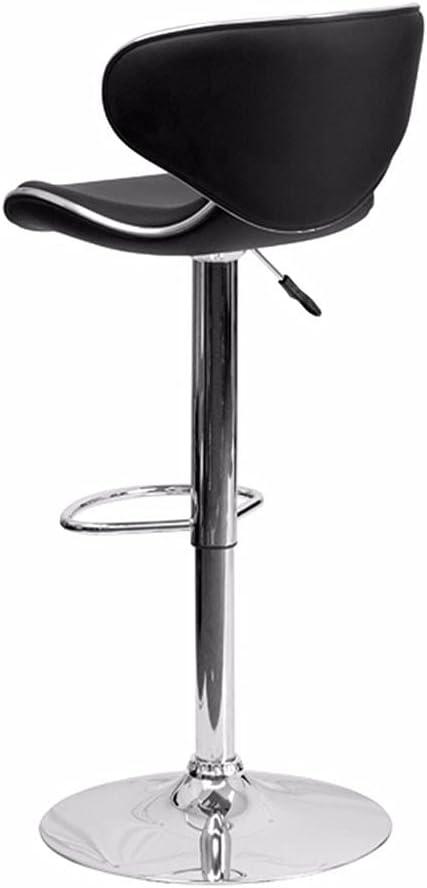 image:imageFlash Furniture Devin Contemporary Cozy MidBack Black Vinyl Adjustable Height Barstool with Chrome BaseBlack