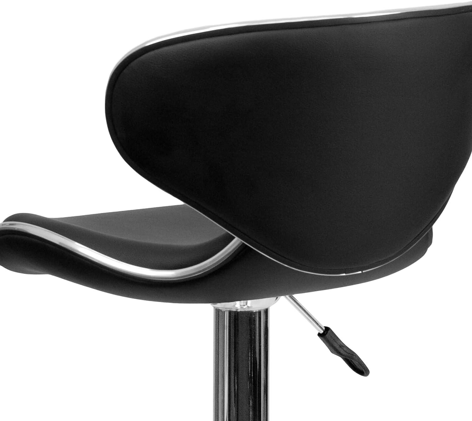 image:imageFlash Furniture Devin Contemporary Cozy MidBack Black Vinyl Adjustable Height Barstool with Chrome BaseBlack