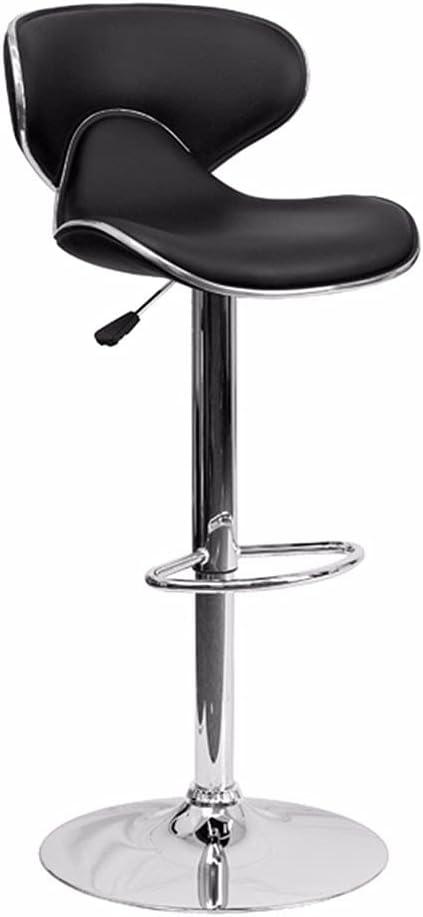 image:imageFlash Furniture Devin Contemporary Cozy MidBack Black Vinyl Adjustable Height Barstool with Chrome BaseBlack