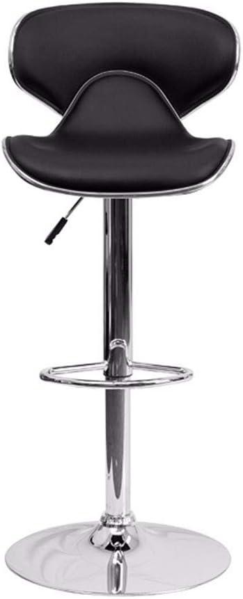 image:imageFlash Furniture Devin Contemporary Cozy MidBack Black Vinyl Adjustable Height Barstool with Chrome BaseBlack