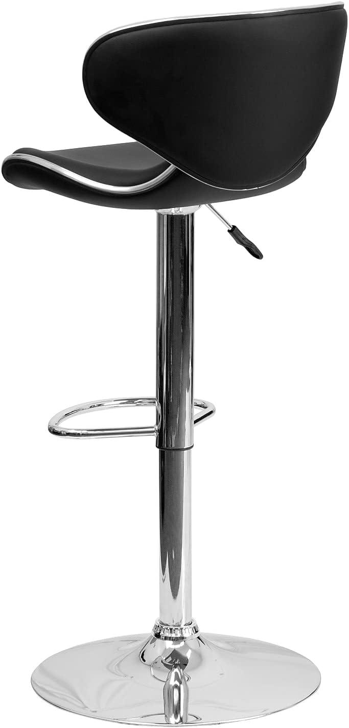 image:imageFlash Furniture Devin Contemporary Cozy MidBack Black Vinyl Adjustable Height Barstool with Chrome BaseBlack
