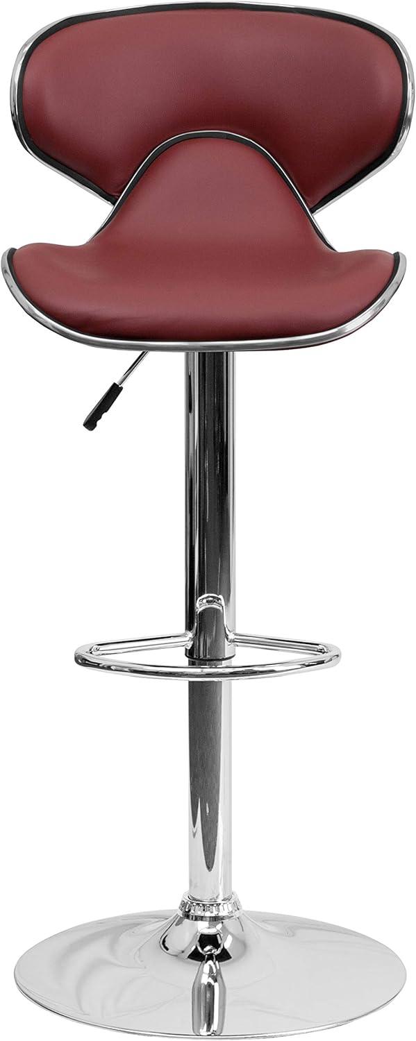 image:imageFlash Furniture Devin Contemporary Cozy MidBack Black Vinyl Adjustable Height Barstool with Chrome BaseBurgundy