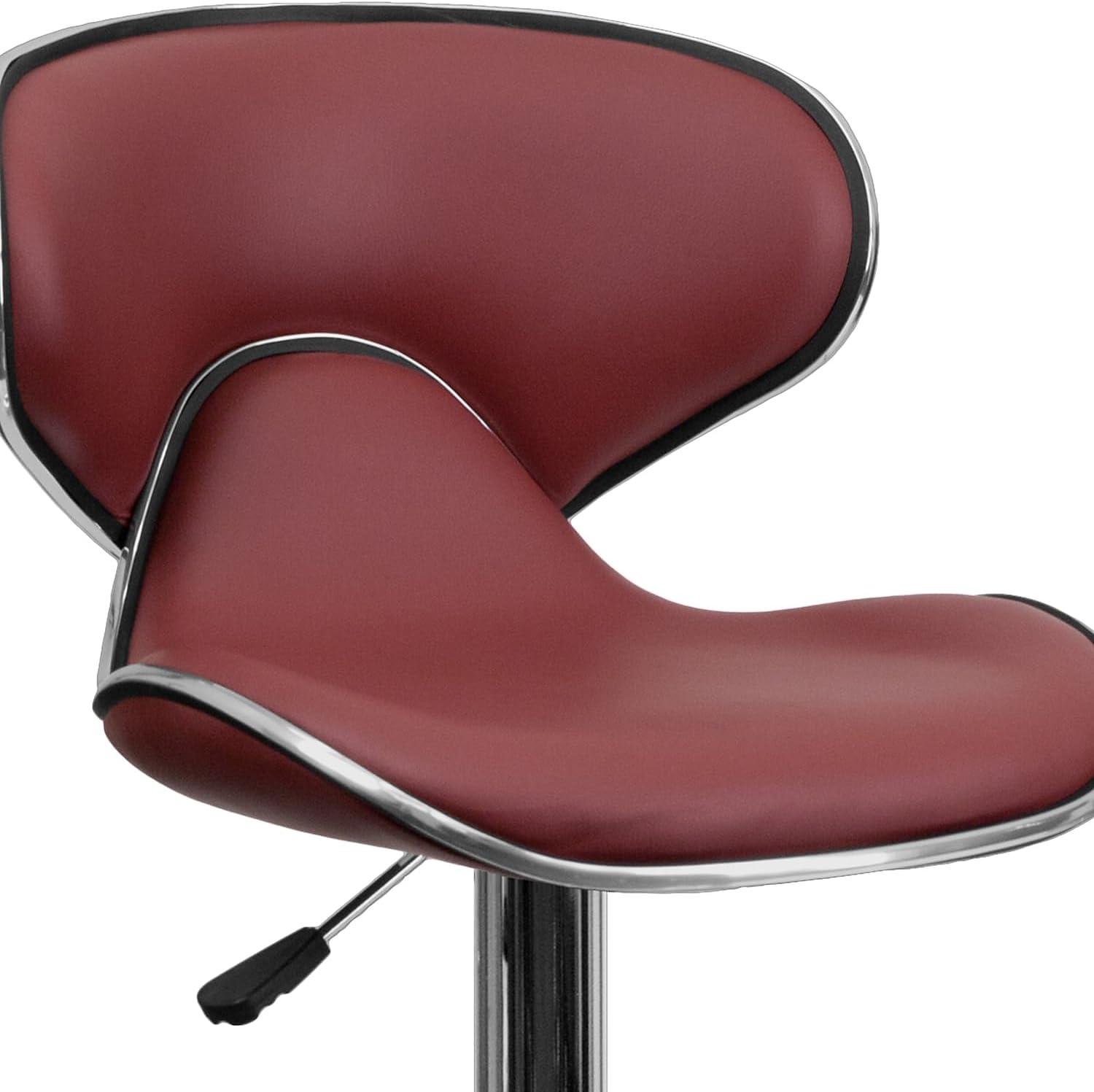 image:imageFlash Furniture Devin Contemporary Cozy MidBack Black Vinyl Adjustable Height Barstool with Chrome BaseBurgundy