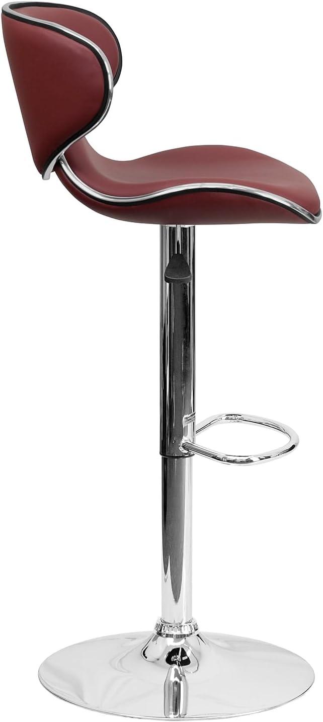 image:imageFlash Furniture Devin Contemporary Cozy MidBack Black Vinyl Adjustable Height Barstool with Chrome BaseBurgundy