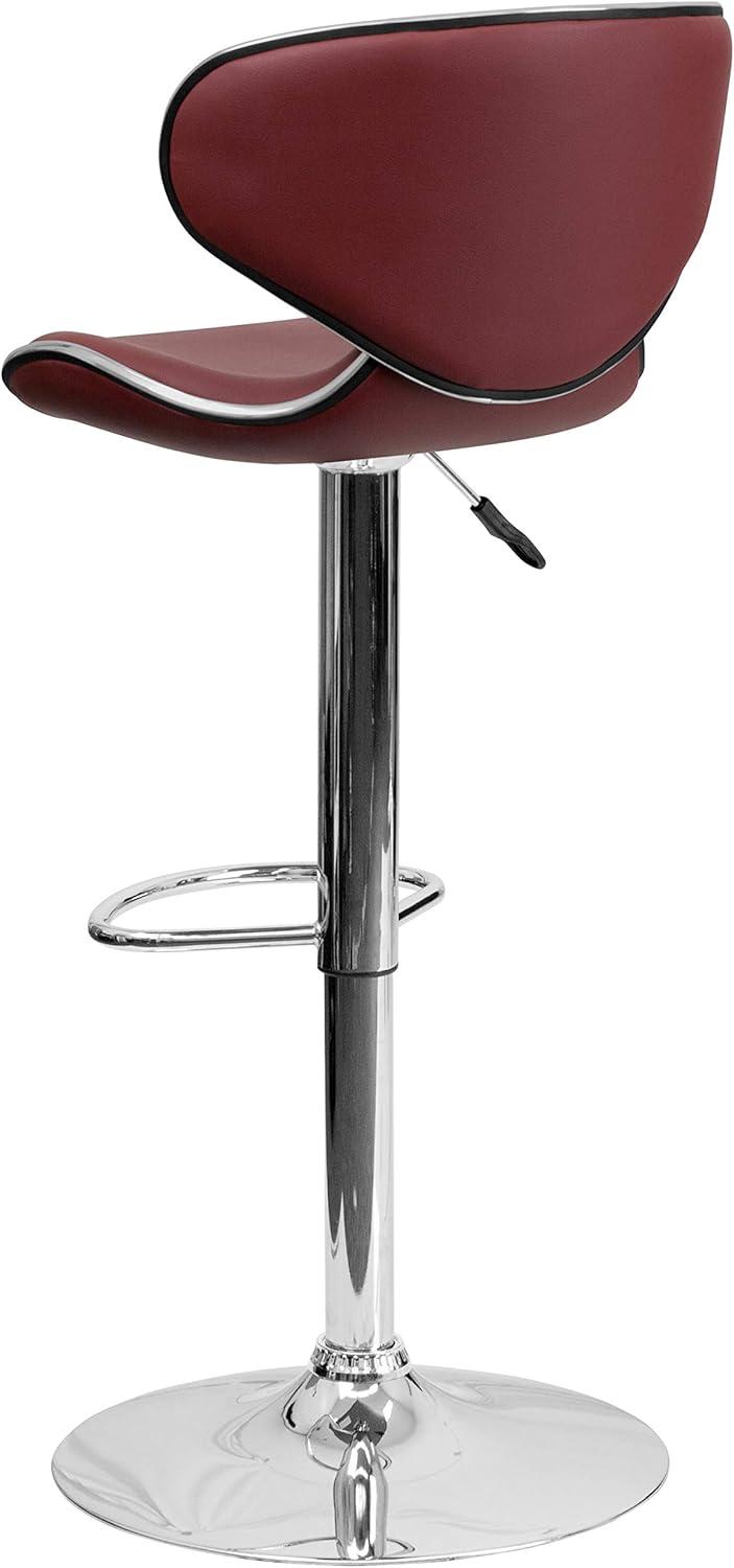 image:imageFlash Furniture Devin Contemporary Cozy MidBack Black Vinyl Adjustable Height Barstool with Chrome BaseBurgundy