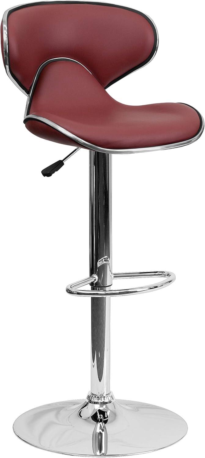 image:imageFlash Furniture Devin Contemporary Cozy MidBack Black Vinyl Adjustable Height Barstool with Chrome BaseBurgundy