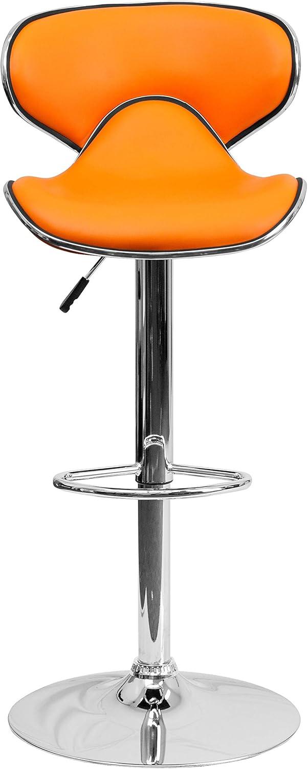 image:imageFlash Furniture Devin Contemporary Cozy MidBack Black Vinyl Adjustable Height Barstool with Chrome BaseOrange