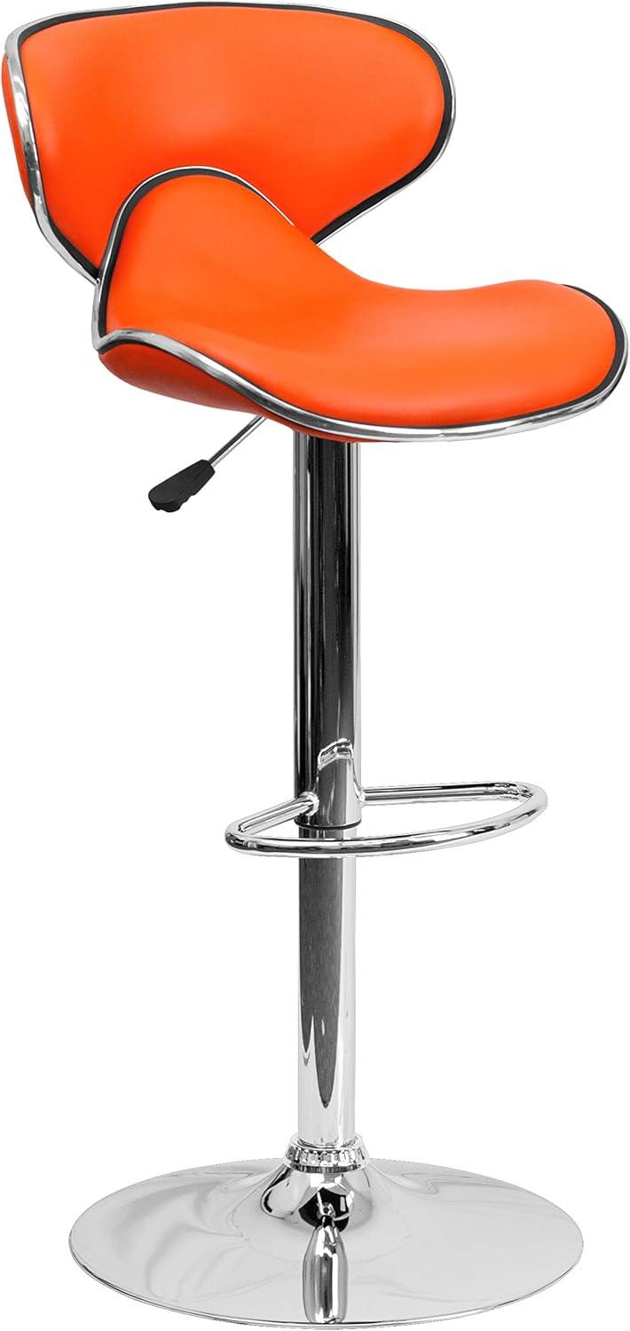 image:imageFlash Furniture Devin Contemporary Cozy MidBack Black Vinyl Adjustable Height Barstool with Chrome BaseOrange