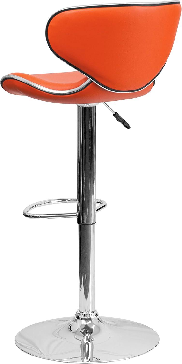 image:imageFlash Furniture Devin Contemporary Cozy MidBack Black Vinyl Adjustable Height Barstool with Chrome BaseOrange