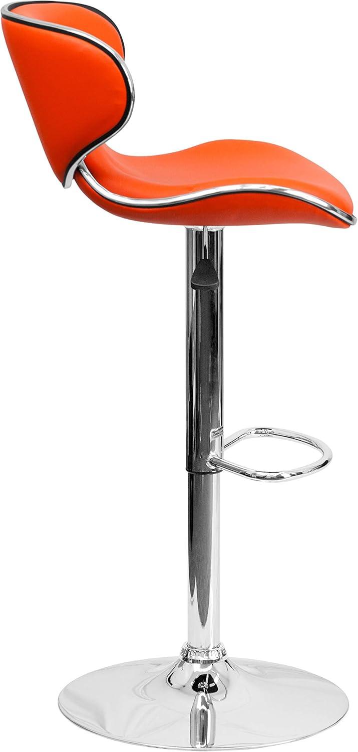 image:imageFlash Furniture Devin Contemporary Cozy MidBack Black Vinyl Adjustable Height Barstool with Chrome BaseOrange