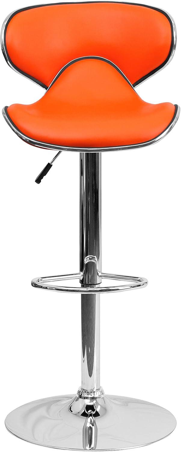 image:imageFlash Furniture Devin Contemporary Cozy MidBack Black Vinyl Adjustable Height Barstool with Chrome BaseOrange