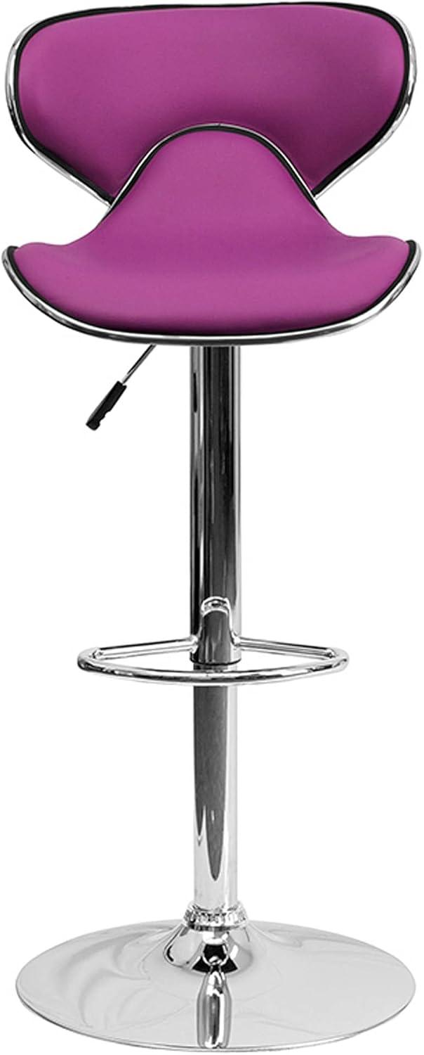 image:imageFlash Furniture Devin Contemporary Cozy MidBack Black Vinyl Adjustable Height Barstool with Chrome BasePurple