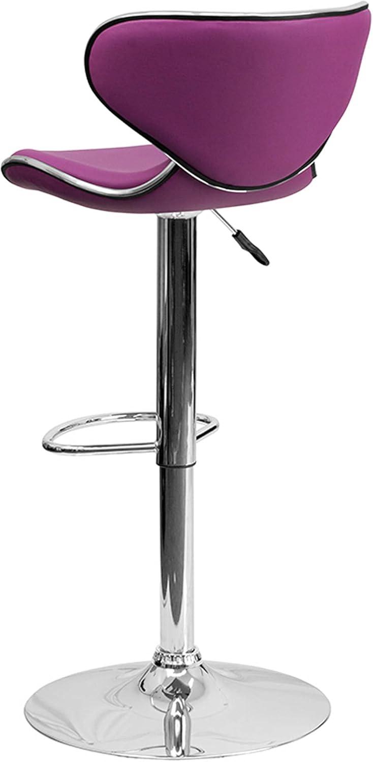 image:imageFlash Furniture Devin Contemporary Cozy MidBack Black Vinyl Adjustable Height Barstool with Chrome BasePurple