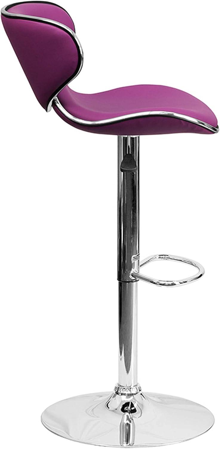 image:imageFlash Furniture Devin Contemporary Cozy MidBack Black Vinyl Adjustable Height Barstool with Chrome BasePurple