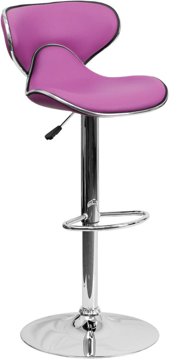 image:imageFlash Furniture Devin Contemporary Cozy MidBack Black Vinyl Adjustable Height Barstool with Chrome BasePurple